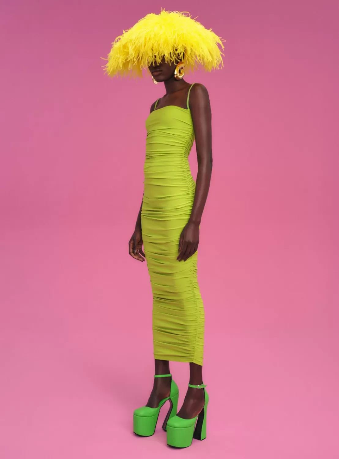 Adler Midi Dress In Chartreuse^Solace London Shop