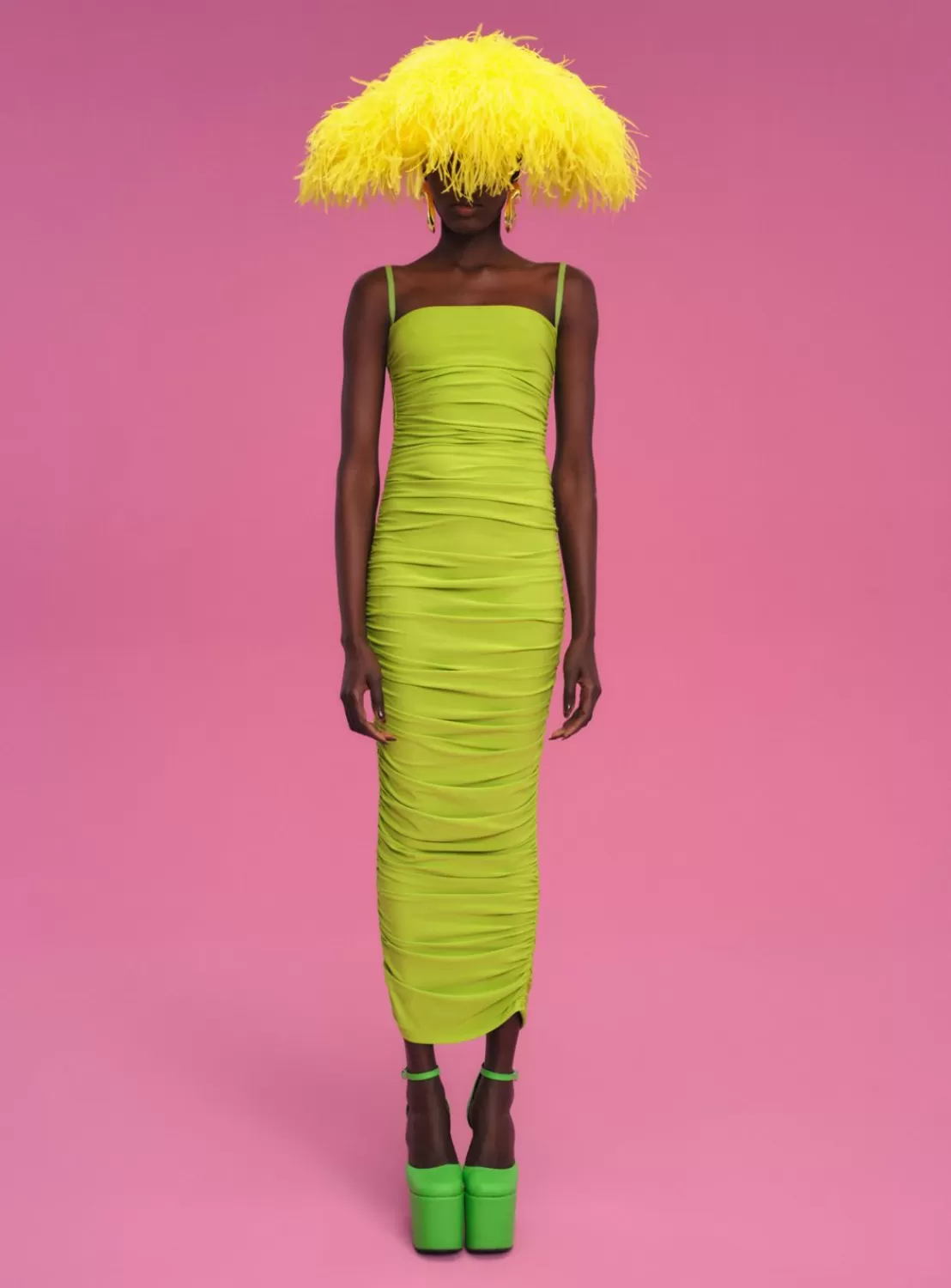 Adler Midi Dress In Chartreuse^Solace London Shop