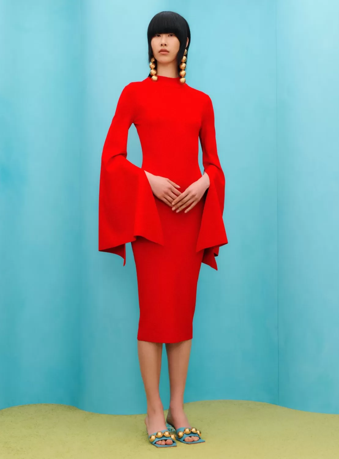 The Ami Midi Dress In Red^Solace London Fashion