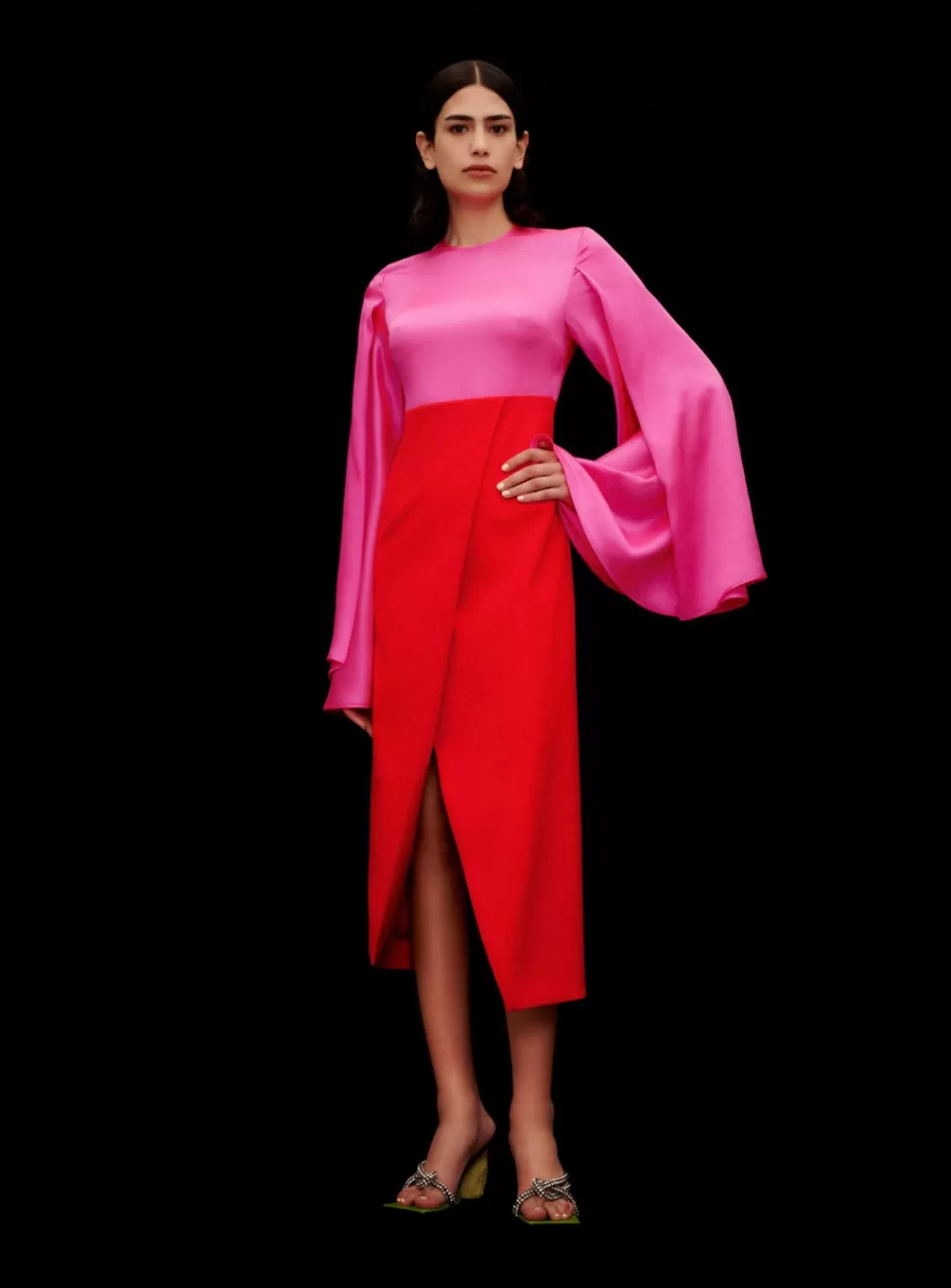 The Asta Midi Dress In Hot Pink & Red^Solace London Store