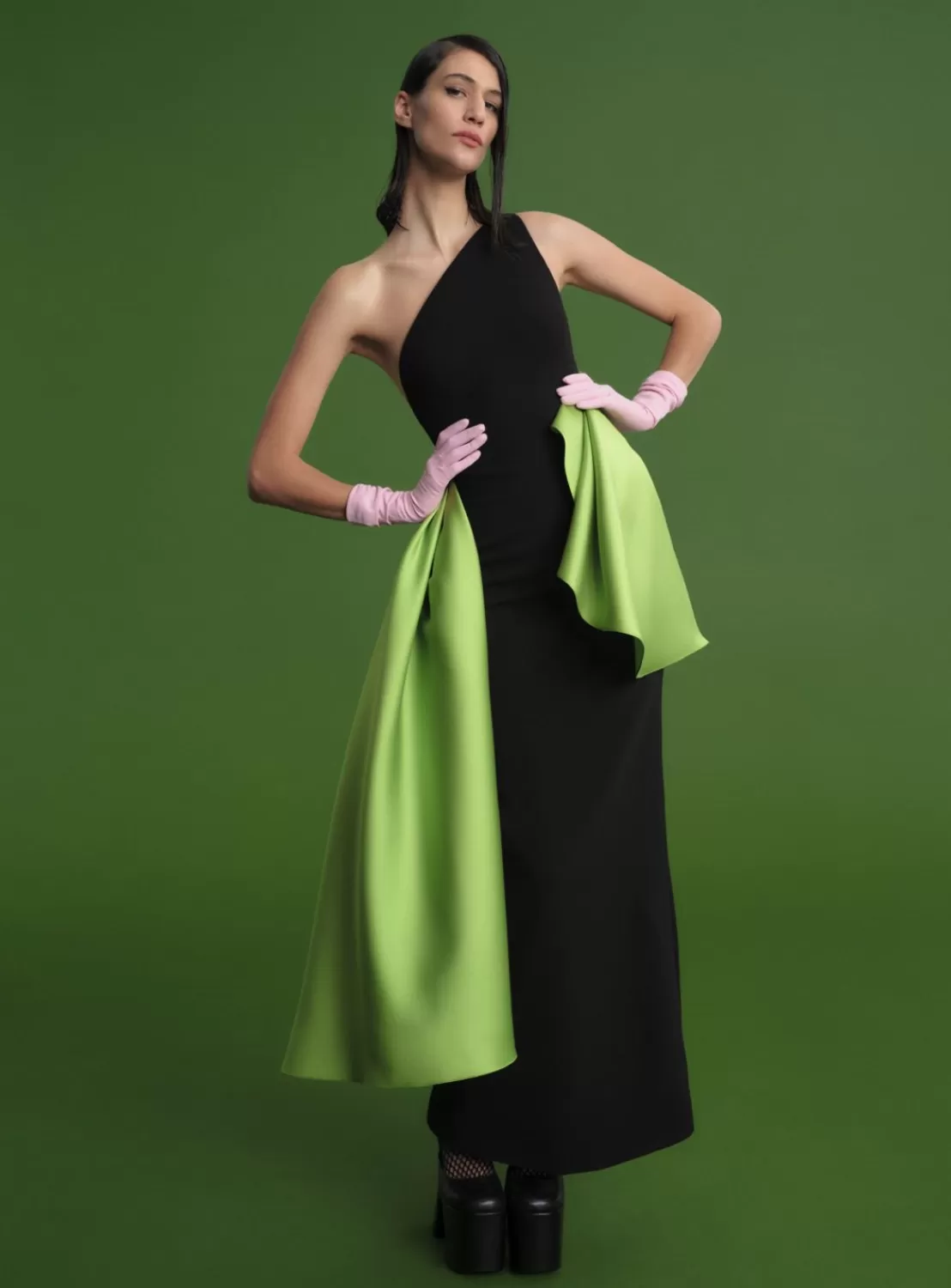 The Calla Maxi Dress In Black & Chartreuse^Solace London Hot