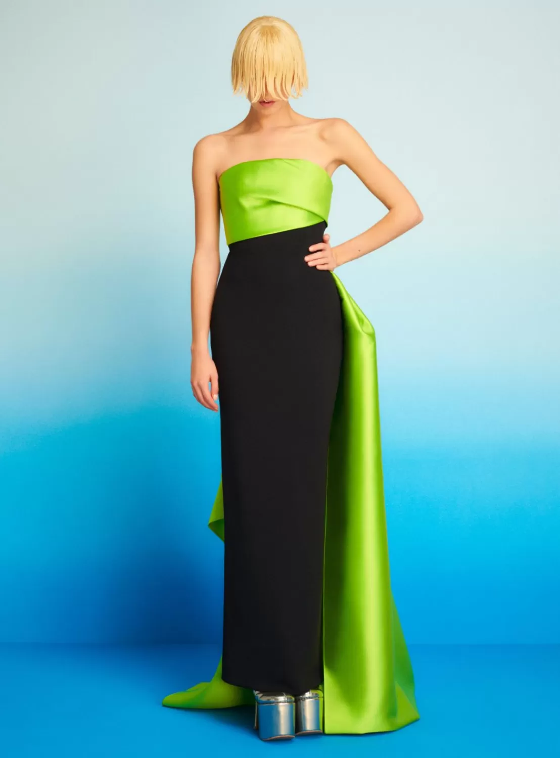 The Kinsley Maxi Dress In Chartreuse & Black^Solace London Clearance