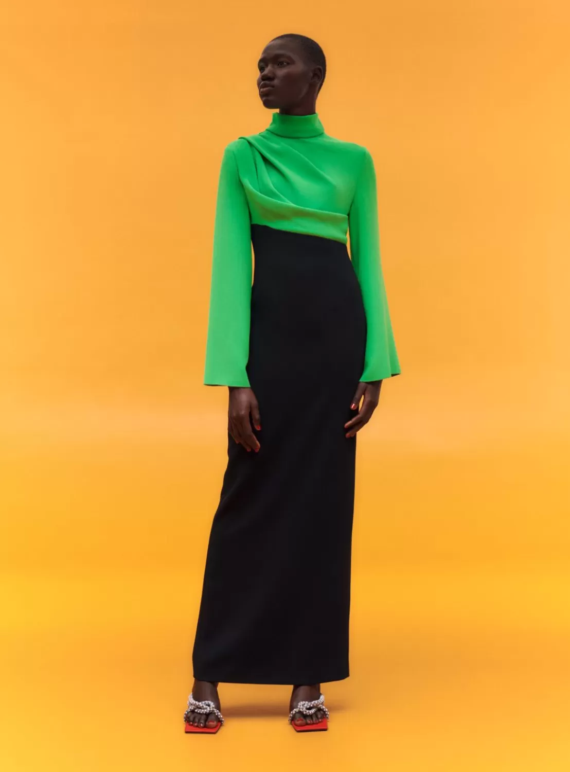 The Lia Maxi Dress In Bright Green & Black^Solace London Fashion