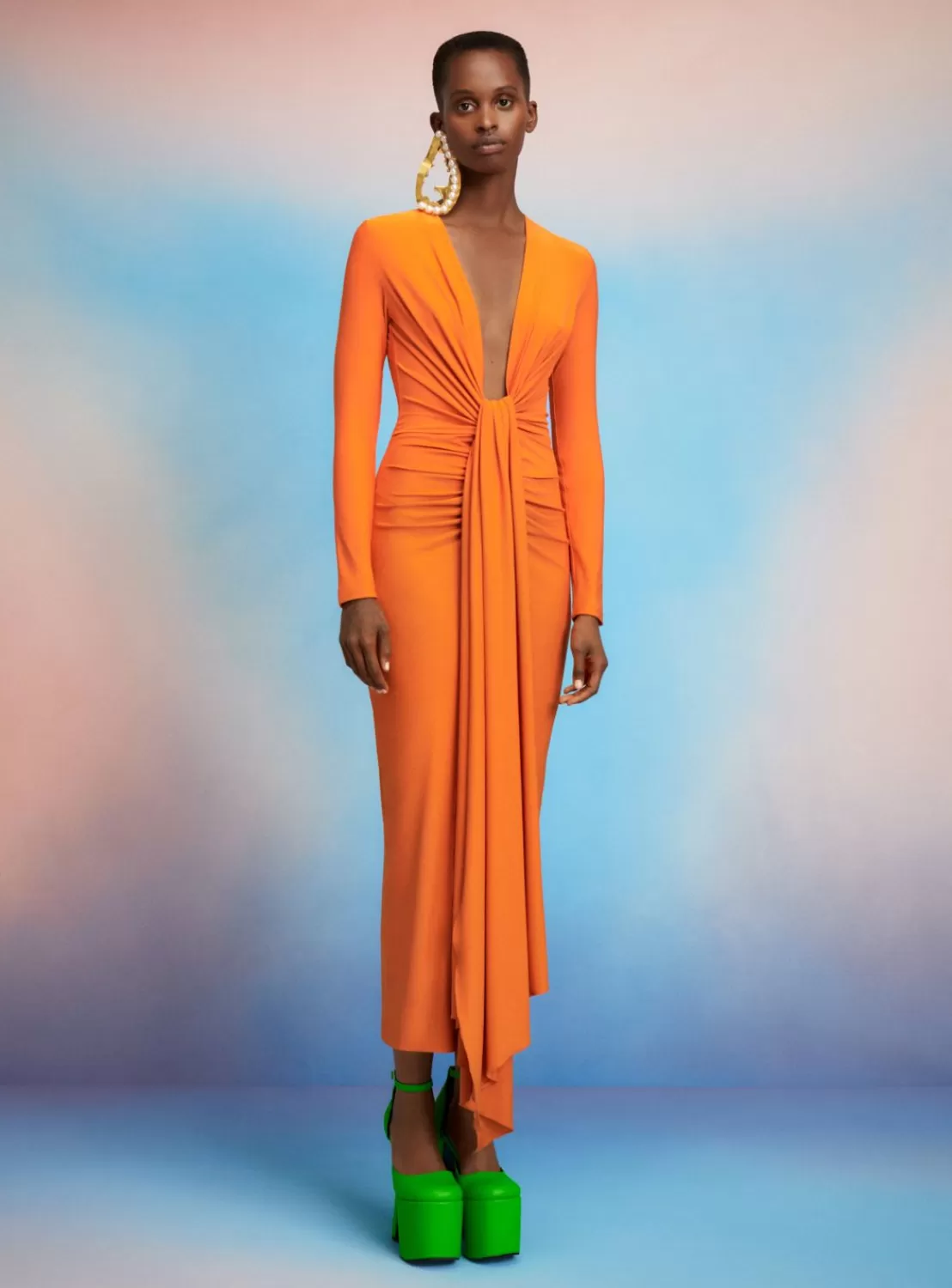 The Lorena Midi Dress In Apricot^Solace London Clearance