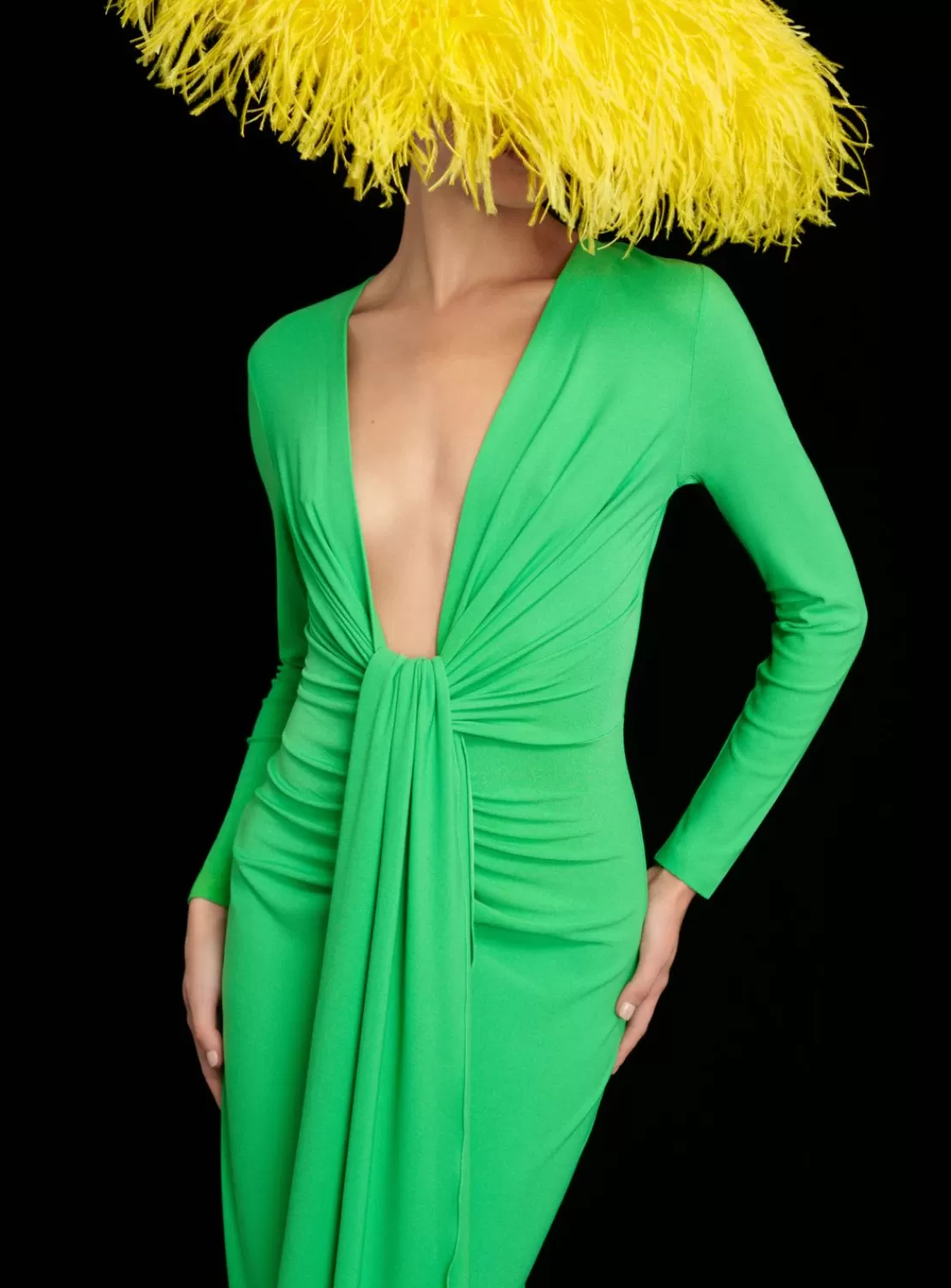 The Lorena Midi Dress In Bright Green^Solace London New