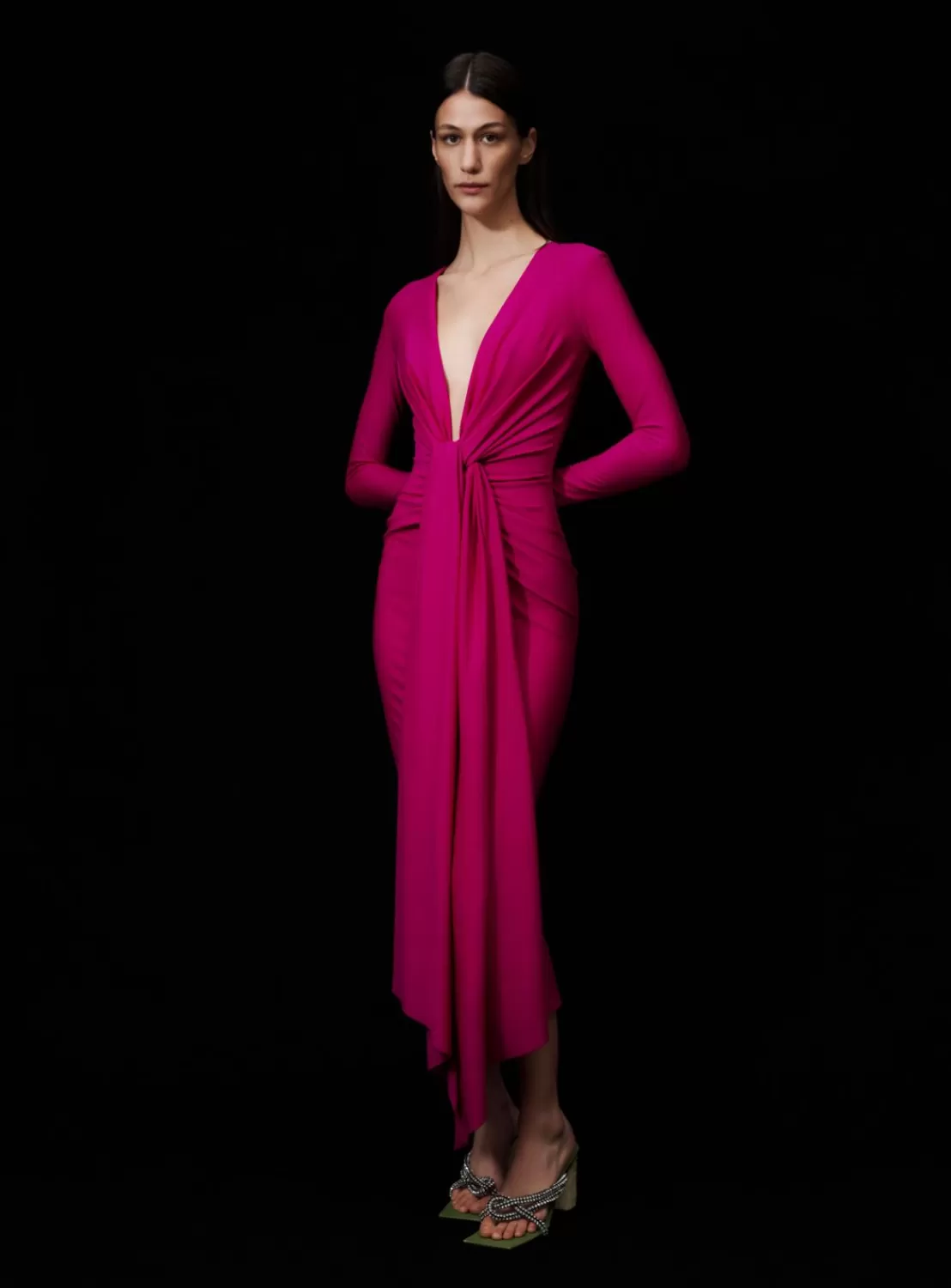 The Lorena Midi Dress In Fuchsia^Solace London Clearance