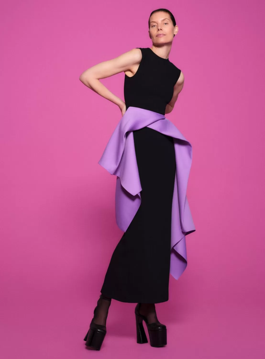 The Renn Maxi Dress In Black & Lilac^Solace London Cheap