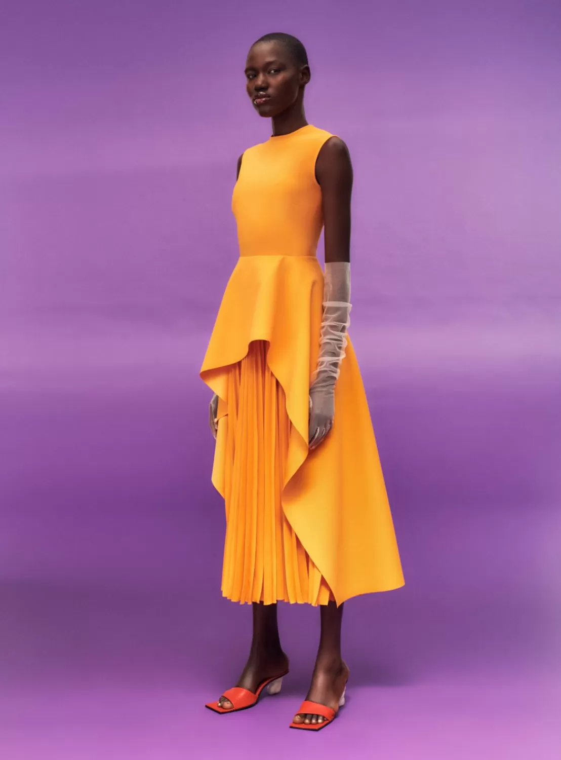 The Severny Midi Dress In Bright Orange^Solace London Clearance